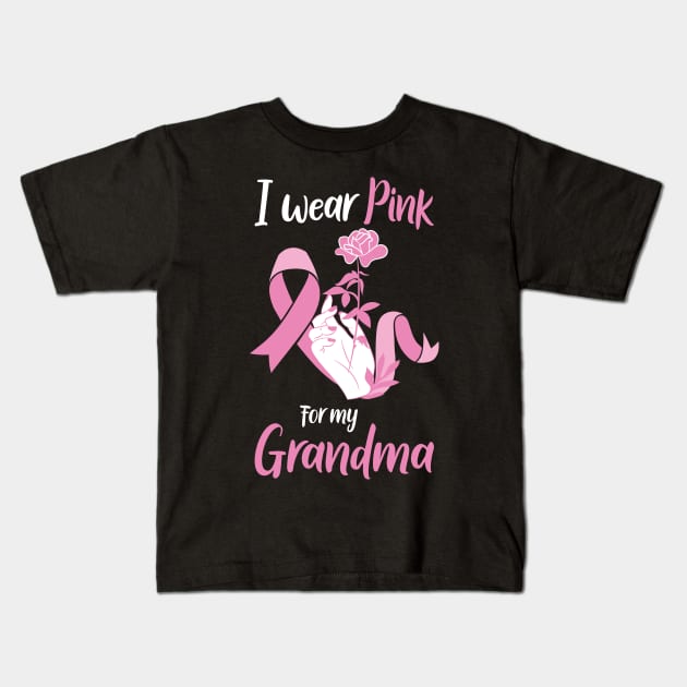 BREAST CANCER AWARENESS MONTH - I WEAR PINK FOR MY GRANDMA - PINK RIBBON Kids T-Shirt by PorcupineTees